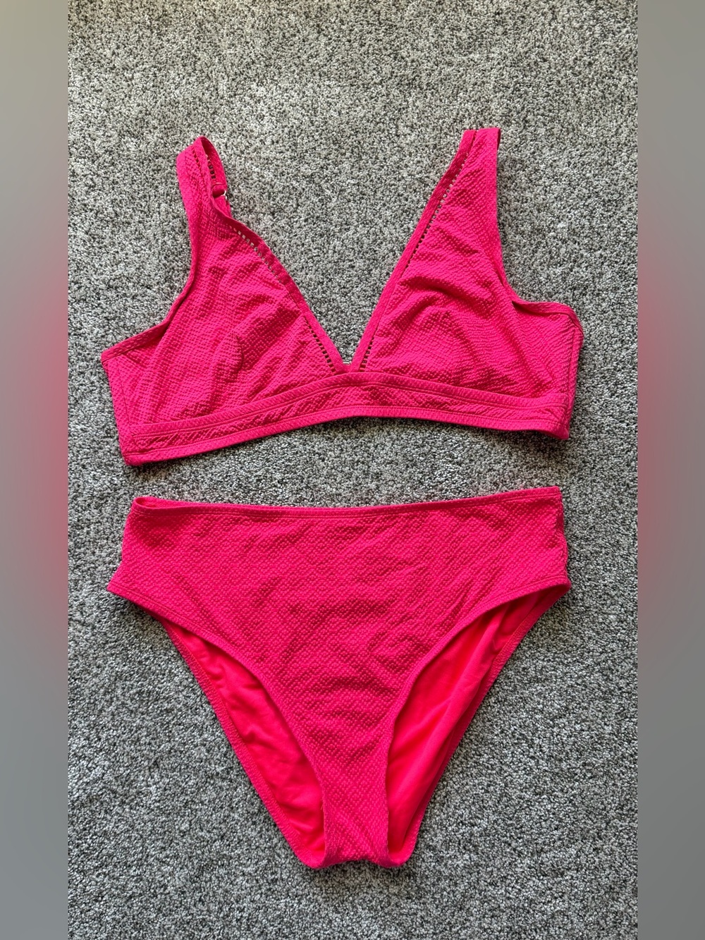 Time and Tru Hot Pink Textured Bikini Set 2X Top XL Bottom